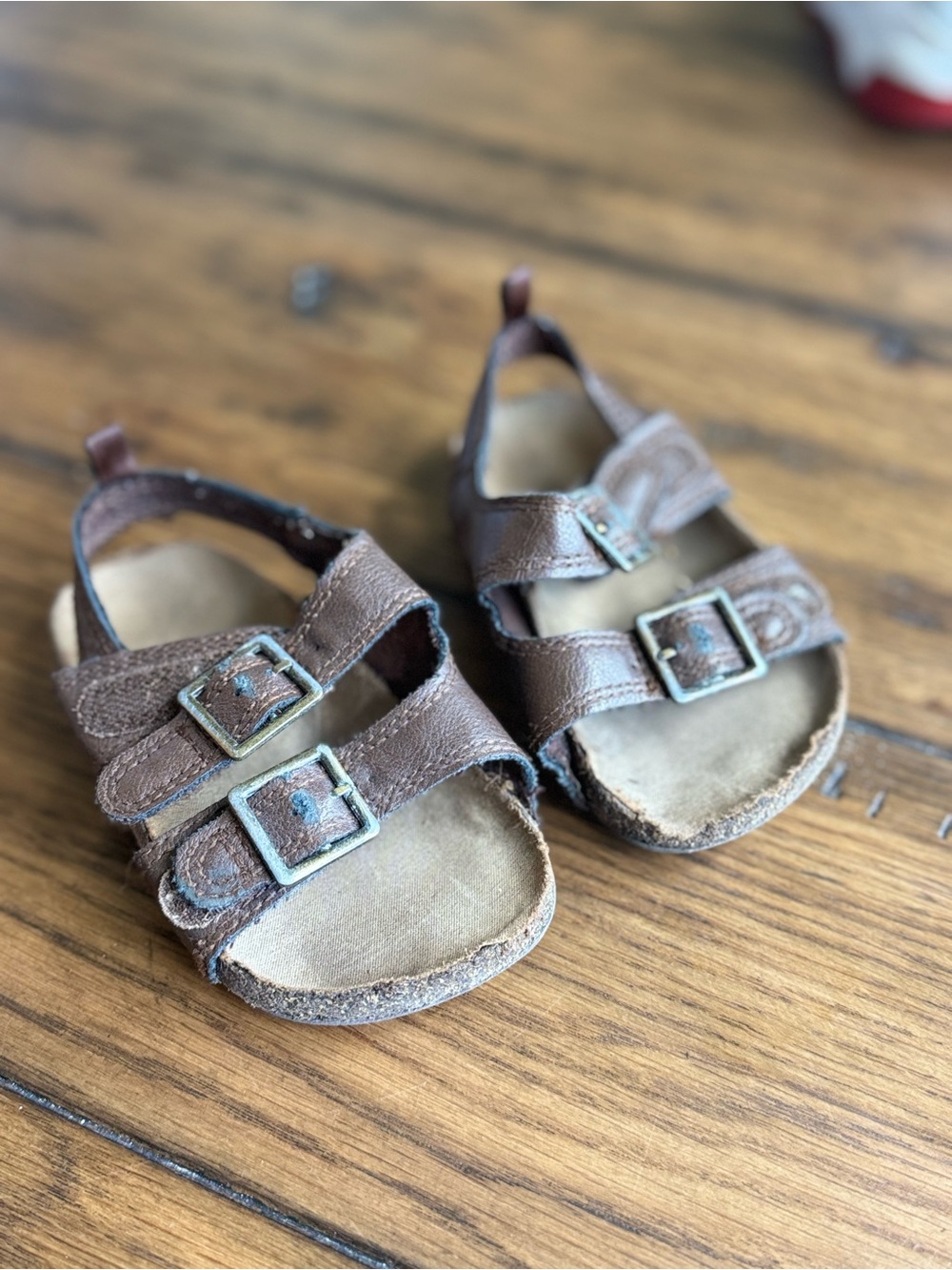 Brown Double-Buckle Sandals